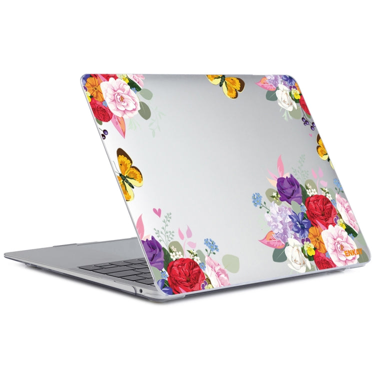 ENKAY Flower Series Pattern Laotop Protective Crystal Case For MacBook Air 13.3 inch A1932 / A2179 / A2337(Rose) - MacBook Air Cases by ENKAY | Online Shopping South Africa | PMC TechLife | Buy Now Pay Later Mobicred