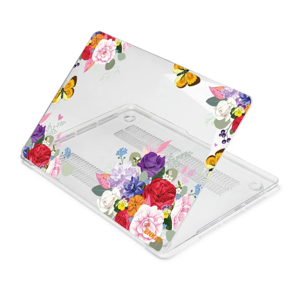 ENKAY Flower Series Pattern Laotop Protective Crystal Case For MacBook Pro 14.2 inch A2442 (2021)(Rose)