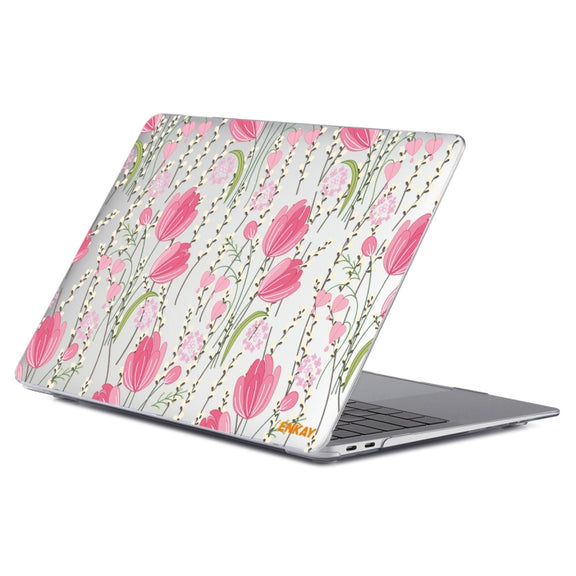 ENKAY Flower Series Pattern Laotop Protective Crystal Case For MacBook Pro 15.4 inch A1707 / A1990(Tulips)