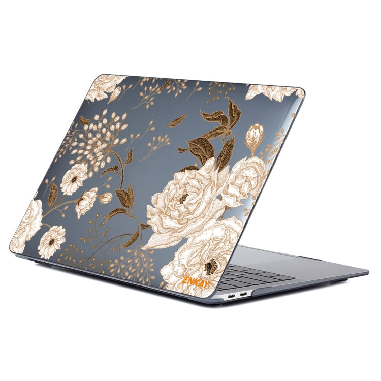 ENKAY Vintage Pattern Series Laotop Protective Crystal Case For MacBook Pro 13.3 inch A1706 / A1708 / A1989 / A2159(Golden Peony) - MacBook Pro Cases by ENKAY | Online Shopping South Africa | PMC TechLife | Buy Now Pay Later Mobicred