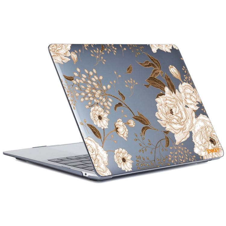 ENKAY Vintage Pattern Series Laotop Protective Crystal Case For MacBook Pro 13.3 inch A2251 / A2289 / A2338 2020(Golden Peony) - MacBook Pro Cases by ENKAY | Online Shopping South Africa | PMC TechLife