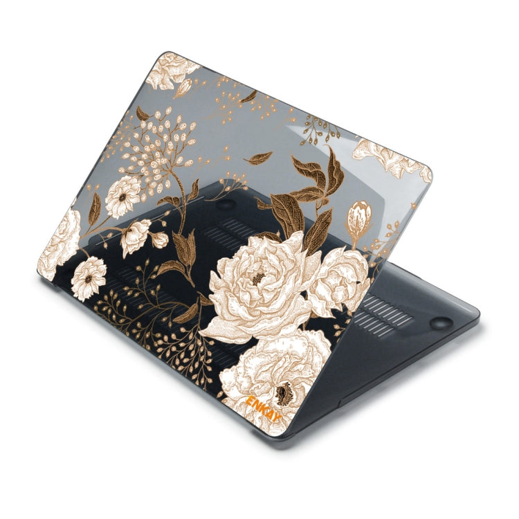 ENKAY Vintage Pattern Series Laotop Protective Crystal Case For MacBook Pro 15.4 inch A1707 / A1990(Golden Peony)