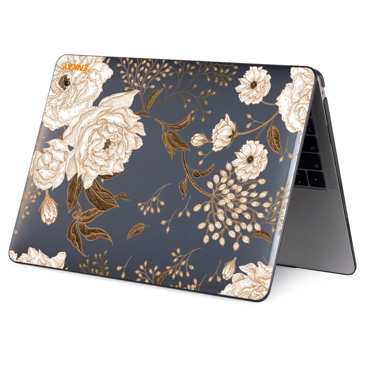 ENKAY Vintage Pattern Series Laotop Protective Crystal Case For MacBook Pro 15.4 inch A1707 / A1990(Golden Peony)