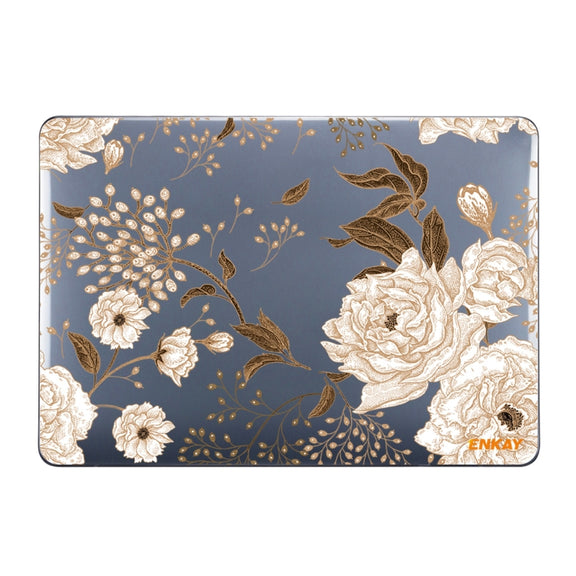 ENKAY Vintage Pattern Series Laotop Protective Crystal Case For MacBook Pro 15.4 inch A1707 / A1990(Golden Peony)