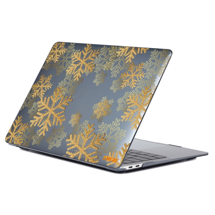 ENKAY Vintage Pattern Series Laotop Protective Crystal Case For MacBook Pro 16 inch A2141(Golden Snowflake)