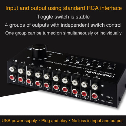 6 In 4 Out RCA Audio Switcher Signal Selector Distribute Device Switch Control -  by PMC Jewellery | Online Shopping South Africa | PMC Jewellery | Buy Now Pay Later Mobicred