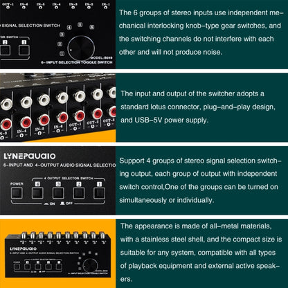 6 In 4 Out RCA Audio Switcher Signal Selector Distribute Device Switch Control -  by PMC Jewellery | Online Shopping South Africa | PMC Jewellery | Buy Now Pay Later Mobicred
