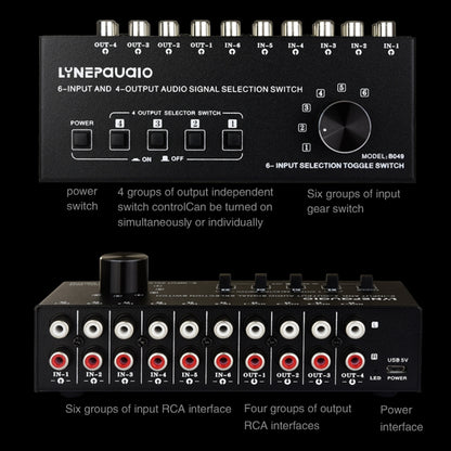 6 In 4 Out RCA Audio Switcher Signal Selector Distribute Device Switch Control -  by PMC Jewellery | Online Shopping South Africa | PMC Jewellery | Buy Now Pay Later Mobicred