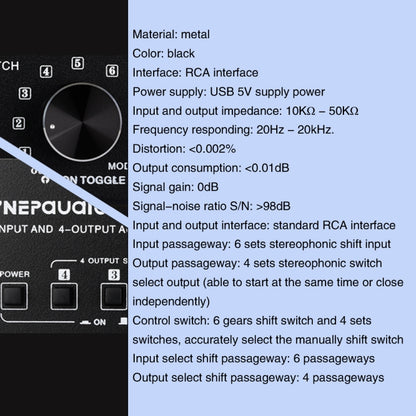 6 In 4 Out RCA Audio Switcher Signal Selector Distribute Device Switch Control -  by PMC Jewellery | Online Shopping South Africa | PMC Jewellery | Buy Now Pay Later Mobicred