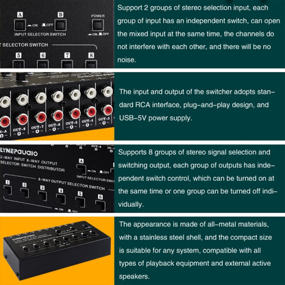 2 In 8 Out RCA Audio Frequency Signal Select Switch Distributor - free shipping - PMC Jewellery - Order now!