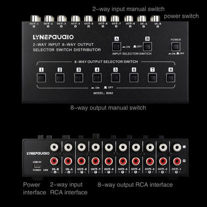 2 In 8 Out RCA Audio Frequency Signal Select Switch Distributor - free shipping - PMC Jewellery - Order now!