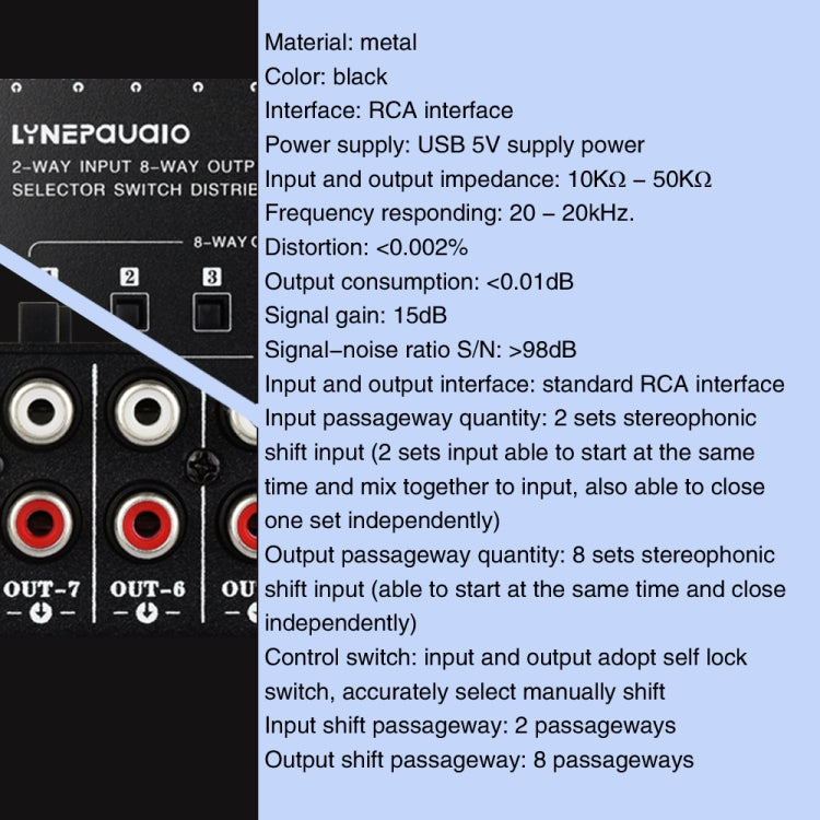 2 In 8 Out RCA Audio Frequency Signal Select Switch Distributor - free shipping - PMC Jewellery - Order now!