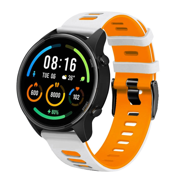 For Huawei Watch GT2 46mm 22mm Mixed-Color Silicone Watch Band(White+Orange) - Watch Bands by PMC TechLife | Online Shopping South Africa | PMC TechLife | Buy Now Pay Later Mobicred