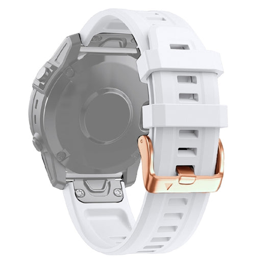 Compatible with Garmin Fenix 6S Pro 20mm Rose Gold Buckle Silicone Watch Band(White) - Watch Bands by PMC Jewellery | Online Shopping South Africa | PMC Jewellery | Buy Now Pay Later Mobicred