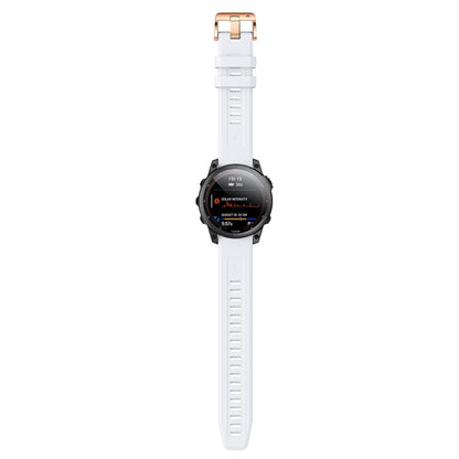 Compatible with Garmin Fenix 6S Pro 20mm Rose Gold Buckle Silicone Watch Band(White) - Watch Bands by PMC Jewellery | Online Shopping South Africa | PMC Jewellery | Buy Now Pay Later Mobicred