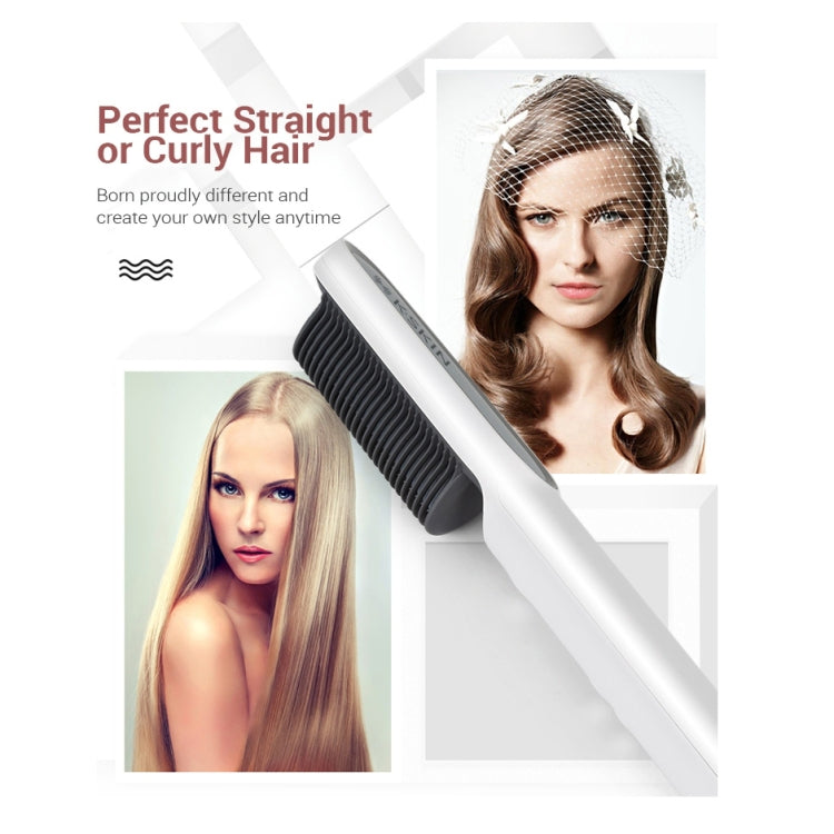 K-SKIN KD380 Hair Straightener Electric Straight Hair Curler Comb Brush PTC Heating Ceramic Straight Hair Brush, EU Plug(Black) - free shipping - PMC TechLife - Order now!