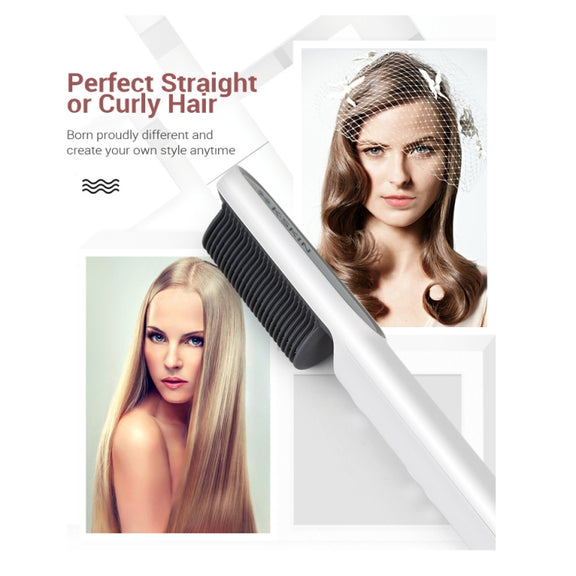 K-SKIN KD380 Hair Straightener Electric Straight Hair Curler Comb Brush PTC Heating Ceramic Straight Hair Brush, EU Plug(Black)