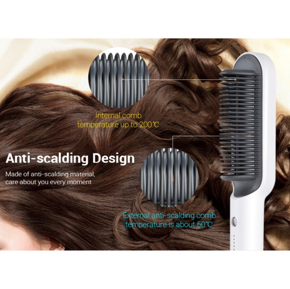 K-SKIN KD380 Hair Straightener Electric Straight Hair Curler Comb Brush PTC Heating Ceramic Straight Hair Brush, UK Plug(Black)