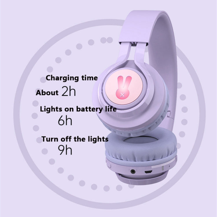 BT06C+ Children Head-mounted Cute Wireless Bluetooth Headset with Microphone & LED Light(Purple) - Headset & Headphone by PMC TechLife | Online Shopping South Africa | PMC TechLife
