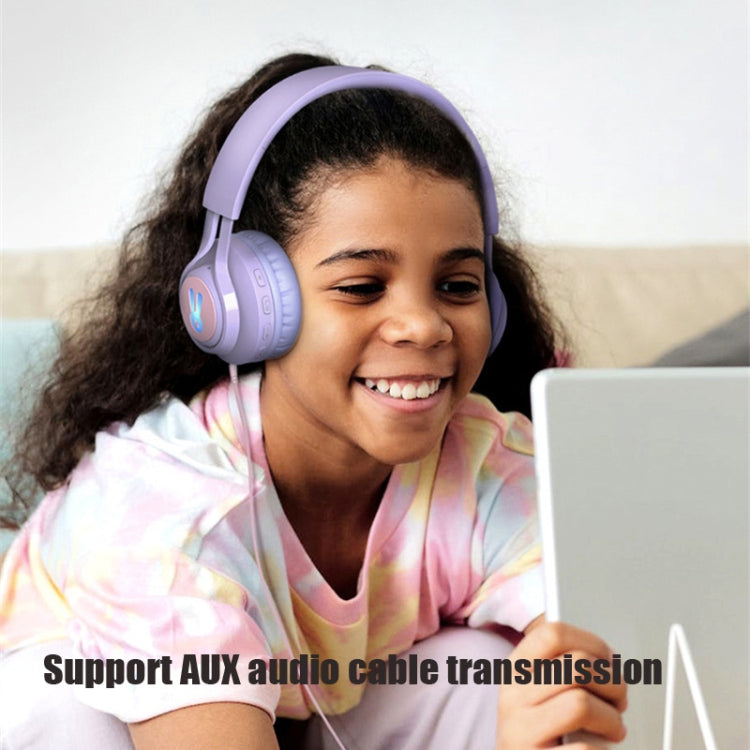 BT06C+ Children Head-mounted Cute Wireless Bluetooth Headset with Microphone & LED Light(Purple) - Headset & Headphone by PMC TechLife | Online Shopping South Africa | PMC TechLife