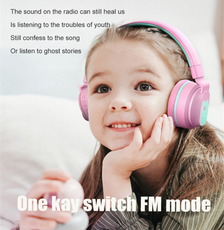 BOBo+ Adults & Kids Cute Bluetooth 5.0 Bass Noise Cancelling Headset with Mic(Pink) - Headset & Headphone by PMC TechLife | Online Shopping South Africa | PMC TechLife