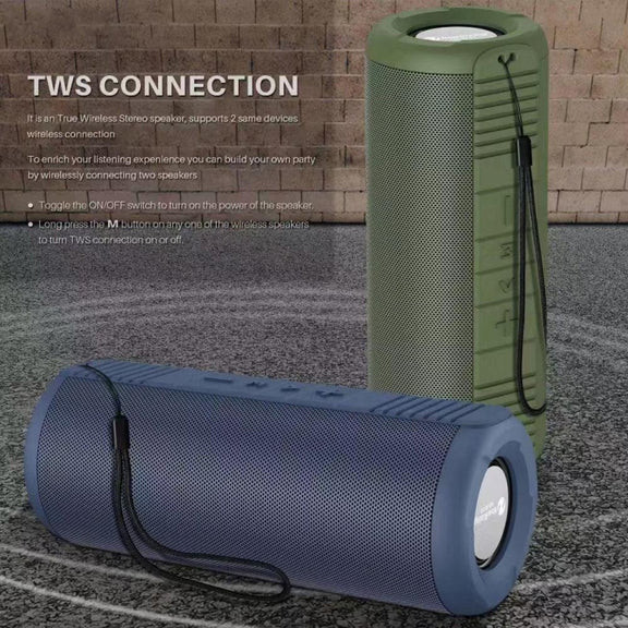 NewRixing NR9019 TWS Portable Stereo Bluetooth Speaker Support TF Card / FM(Green)