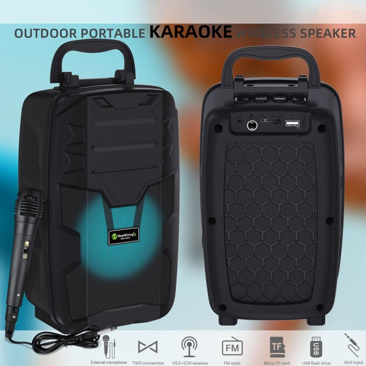NewRixing NRG401C Outdoor Portable Karaoke Wireless Speaker High-Power Audio Amplifier With Mic(Blue) - free shipping - PMC TechLife - Order now!