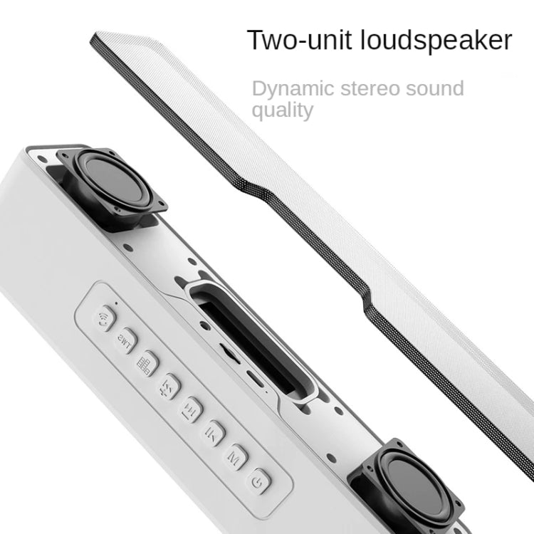 Duosi M8 LED Pickup Rhythm Ambient Light Multi-function TWS Bluetooth Speaker Bar(White) - Desktop Speaker by Duosi | Online Shopping South Africa | PMC Jewellery | Buy Now Pay Later Mobicred