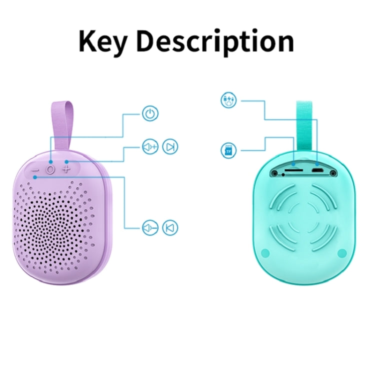 AEC BT513 RGB Light Water-resistant Portable Bluetooth Speaker Support FM / TF Card(Purple)