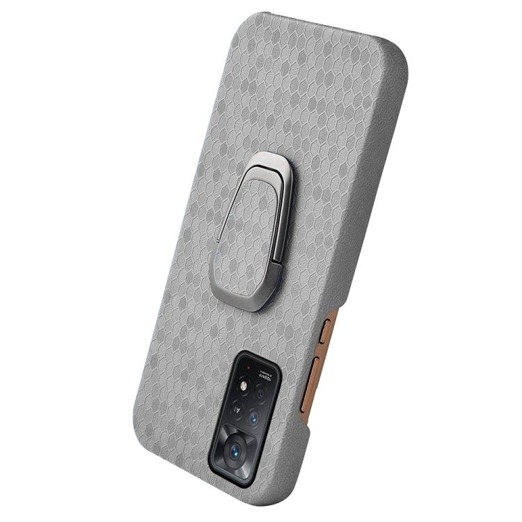 For Xiaomi Redmi Note 11 Pro Global Ring Holder Honeycomb PU Phone Case(Grey) - Xiaomi Cases by PMC TechLife | Online Shopping South Africa | PMC TechLife | Buy Now Pay Later Mobicred