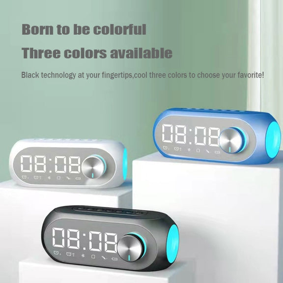 AEC S8 Alarm Clock Bluetooth Speakers with LED Light Support TF / FM(White)