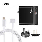 PD-65W USB-C / Type-C + QC3. 0 USB Laptop Charging Adapter + 1.8m USB-C / Type-C to MagSafe 2 / T Head Data Cable, UK Plug / US Plug(Black)