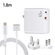 PD-65W USB-C / Type-C + QC3. 0 USB Laptop Charging Adapter + 1.8m USB-C / Type-C to MagSafe 2 / T Head Data Cable, UK Plug / US Plug(White) - Cable & Adapter by PMC TechLife | Online Shopping South Africa | PMC TechLife