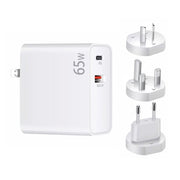 PD-65W USB-C / Type-C + QC3. 0 USB Laptop Charging Adapter + 1.8m USB-C / Type-C to MagSafe 2 / T Head Data Cable,  EU Plug / AU Plug / UK Plug / US Plug(White)