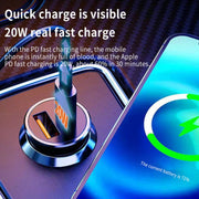 WKN-707 PD 20W USB-C / Type-C + QC 3.0 25W USB Mini Car Charger with USB-C / Type-C to 8 Pin Data Cable, Cable Length: 1m(White)