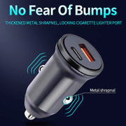 WKN-707 PD 20W USB-C / Type-C + QC 3.0 25W USB Mini Car Charger with USB-C / Type-C to 8 Pin Data Cable, Cable Length: 1m(Black)