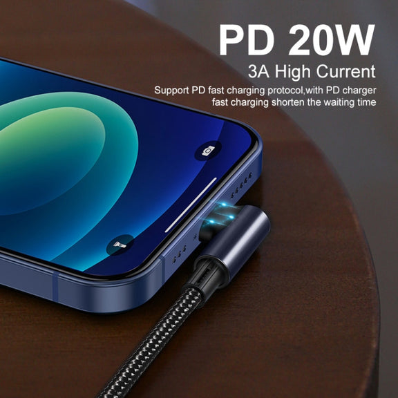 ENKAY PD 20W 3A USB-C / Type-C to 8 Pin Elbow Fast Charging Nylon Braided Data Cable, Length:1m(Green)