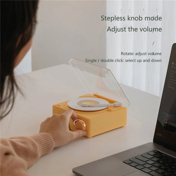 Duosi X11 Vinyl Atomic Retro Bluetooth Speaker Desktop Creative Alarm Clock(Yellow)