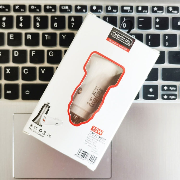 TE-P23 38W PD 20W USB-C / Type-C + QC3. 0 USB Triangle Car Charger + USB to USB-C / Type-C Data Cable, Length: 1m(White)