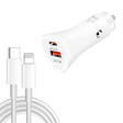 TE-P23 38W PD USB-C / Type-C + QC3. 0 USB Triangle Car Charger + USB-C / Type-C to 8 Pin Data Cable, Length: 1m(White) - Car Charger by PMC TechLife | Online Shopping South Africa | PMC TechLife