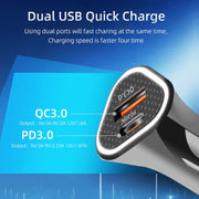 TE-P23 38W PD USB-C / Type-C + QC3. 0 USB Triangle Car Charger + USB-C / Type-C to USB-C / Type-C Data Cable, Length: 1m(White)