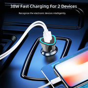 TE-P23 38W PD USB-C / Type-C + QC3. 0 USB Triangle Car Charger + USB-C / Type-C to USB-C / Type-C Data Cable, Length: 1m(White)
