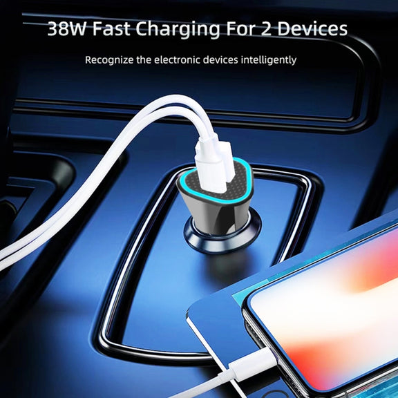 TE-P23 38W PD USB-C / Type-C + QC3. 0 USB Triangle Car Charger + USB-C / Type-C to USB-C / Type-C Data Cable, Length: 1m(White)