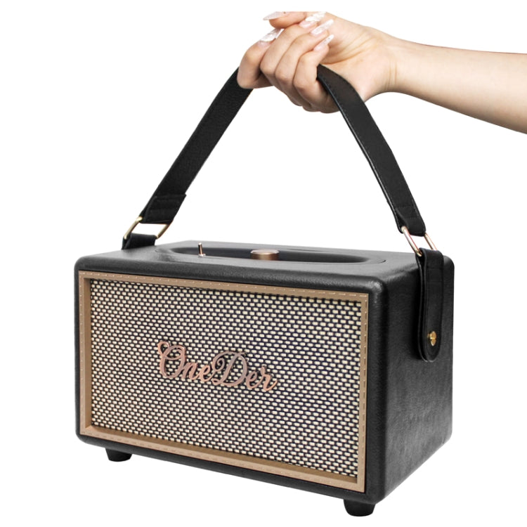 Oneder D6 40W Retro Classic Wooden Portable Outdoor Bluetooth Speaker(Black) - free shipping - PMC Jewellery - Order now!