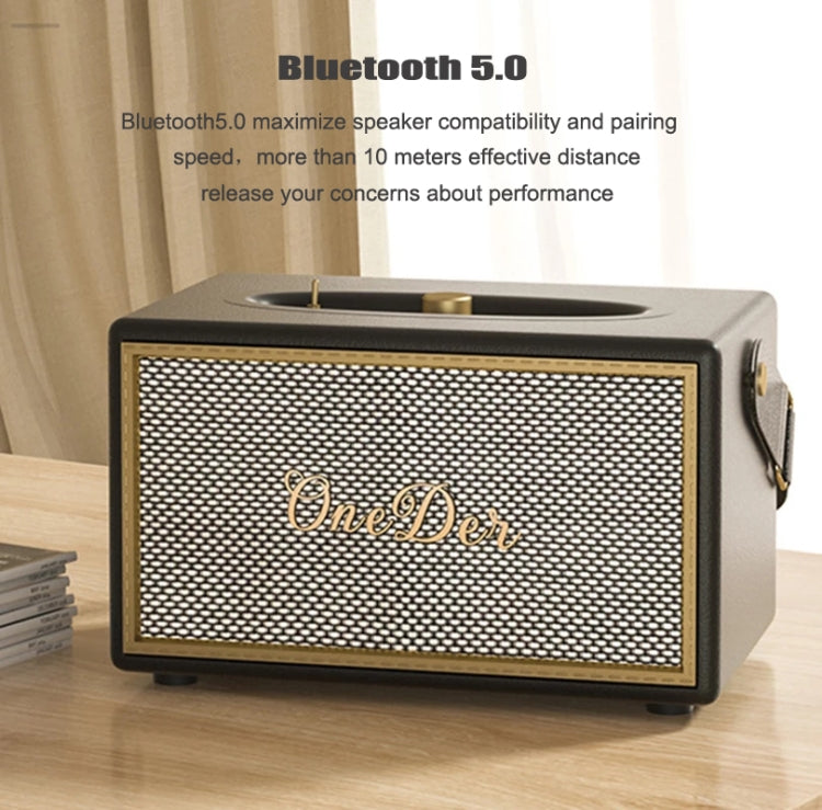 Oneder D6 40W Retro Classic Wooden Portable Outdoor Bluetooth Speaker(Black) - free shipping - PMC Jewellery - Order now!