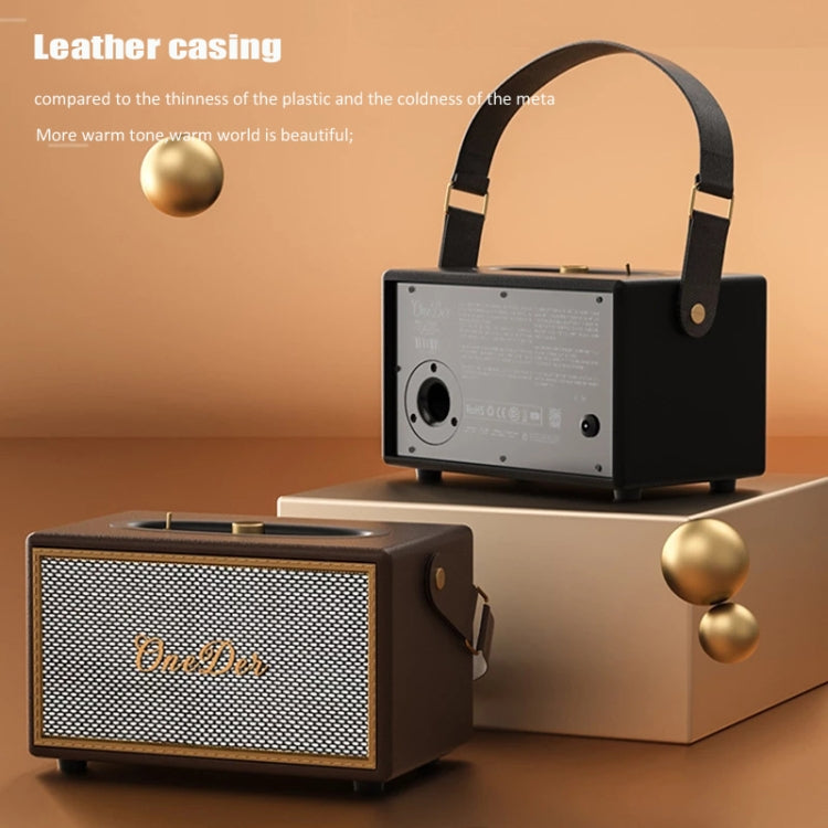 Oneder D6 40W Retro Classic Wooden Portable Outdoor Bluetooth Speaker(Black) - free shipping - PMC Jewellery - Order now!