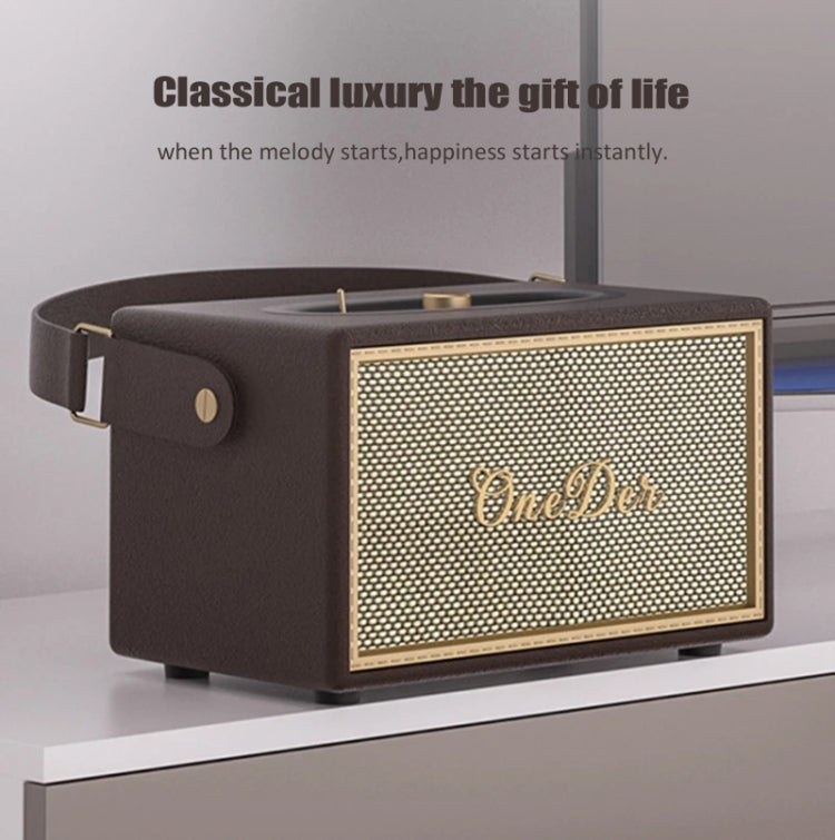 Oneder D6 40W Retro Classic Wooden Portable Outdoor Bluetooth Speaker(Black) - free shipping - PMC Jewellery - Order now!
