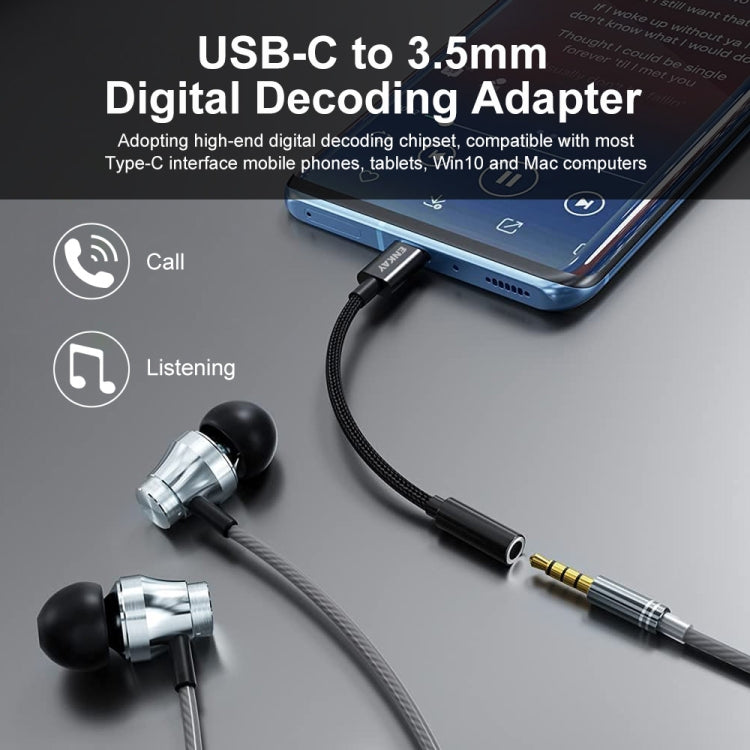 ENKAY USB-C / Type-C to 3.5mm Nylon Braided Aux Adapter Digital Decoding Audio Cable