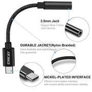 ENKAY USB-C / Type-C to 3.5mm Nylon Braided Aux Adapter Digital Decoding Audio Cable