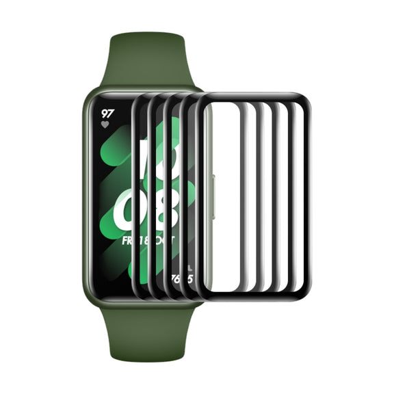 5 PCS For Huawei Band 7/6 / Honor Band 6 ENKAY 3D Full Coverage Soft PC Edge + PMMA HD Screen Watch Film